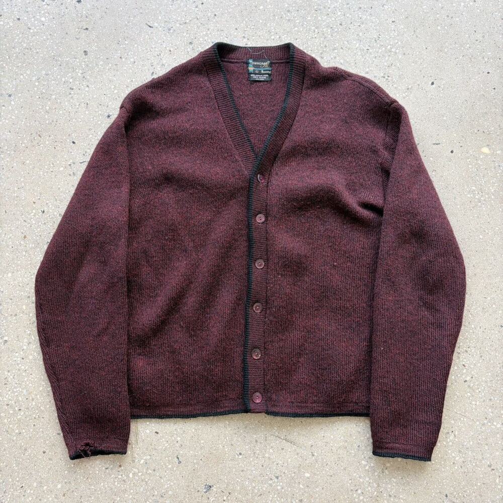 Vintage 60s Towncraft Red/Black Wool Cardigan